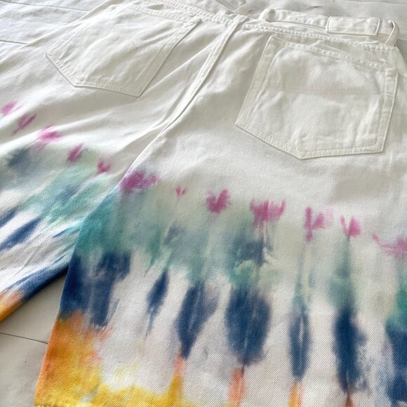 Custom Tie-Dye Free Speech Shorts – Size 8 – Upcycled Summer Denim - Picture 5 of 12